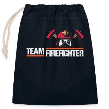 firefighter firefighter firefighter firefighter volunteer - Closable cotton gift bag (25x30cm) - navy - Front