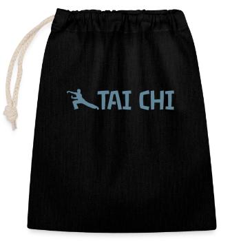 Tai Chi Schattenboxen Kampfkunst Taijiquan - Verschließbarer Geschenkbeutel aus Baumwolle (25x30cm) - Schwarz - Vorne