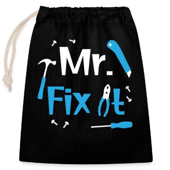 M. Fix It Carpenter Handyman Plombier Papa Day - Sac cadeau en coton avec cordon (25 x 30 cm) - noir - Devant