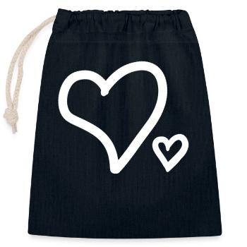 Heart - Closable cotton gift bag (25x30cm) - navy - Front