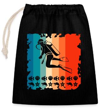 Diving Divers Scuba Diving - Closable cotton gift bag (25x30cm) - black - Front