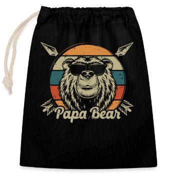 Fête des Pères Papabear Papa Retro Vintage - Sac cadeau en coton avec cordon (25 x 30 cm) - noir - Devant