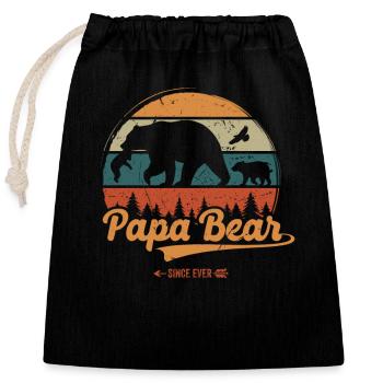 Fête des Pères Papabear Papa Retro Vintage - Sac cadeau en coton avec cordon (25 x 30 cm) - noir - Devant