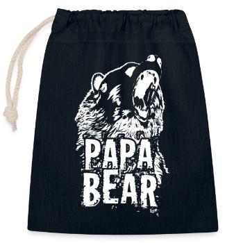 Fête des Pères Papabear Papa Retro Vintage - Sac cadeau en coton avec cordon (25 x 30 cm) - bleu marine - Devant