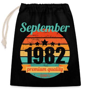 Geboren September 1982 40 Jahre 40er 40.Geburtstag - Verschließbarer Geschenkbeutel aus Baumwolle (25x30cm) - Schwarz - Vorne