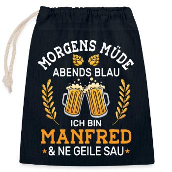 Morgens Müde Abends Blau Manfred Vornamen Outfit - Verschließbarer Geschenkbeutel aus Baumwolle (25x30cm) - Navy - Vorne