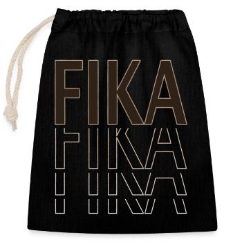 Fika Kaffee Pause Arbeit Büro Auszeit Schweden - Verschließbarer Geschenkbeutel aus Baumwolle (25x30cm) - Schwarz - Vorne