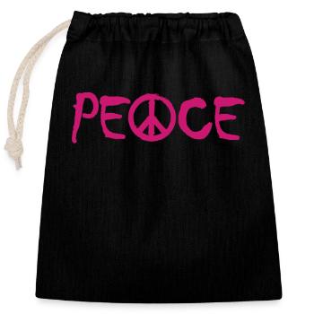 PAIX - avec le A comme symbole de paix Signe de paix - Sac cadeau en coton avec cordon (25 x 30 cm) - noir - Devant