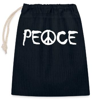 PAIX avec le A comme symbole de paix Signe de paix - Sac cadeau en coton avec cordon (25 x 30 cm) - bleu marine - Devant