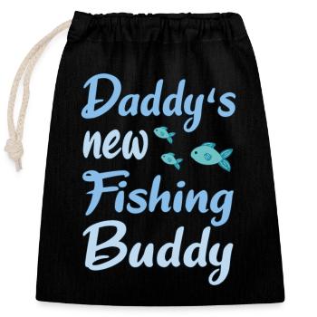 Daddy's new fishing buddy - Closable cotton gift bag (25x30cm) - black - Front