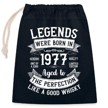 Légendes, nées en 1977, vieillies comme un bon whisky - Sac cadeau en coton avec cordon (25 x 30 cm) - bleu marine - Devant