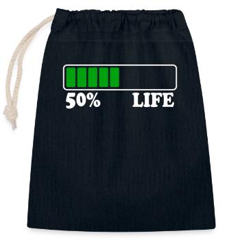 50e anniversaire 50% de vie 50 ans de vie Poutre de chargement - Sac cadeau en coton avec cordon (25 x 30 cm) - bleu marine - Devant