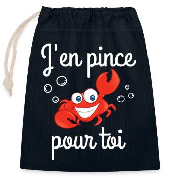 I pinch for you, declaration of love - Closable cotton gift bag (25x30cm) - navy - Front
