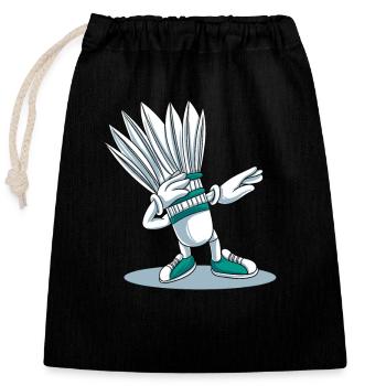 Lustige Badminton Dab Dabbing Federball - Verschließbarer Geschenkbeutel aus Baumwolle (25x30cm) - Schwarz - Vorne