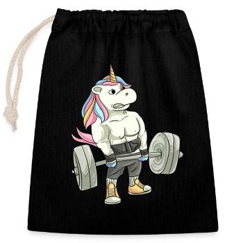 Fitness Gewichtheben Einhorn Deadlift - Verschließbarer Geschenkbeutel aus Baumwolle (25x30cm) - Schwarz - Vorne