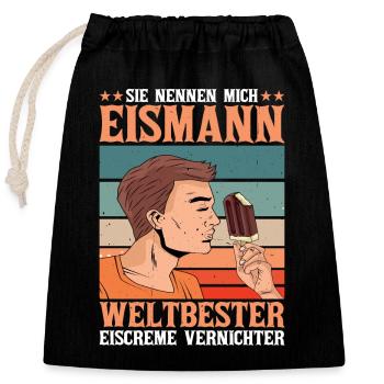Sie Nennen Mich Eismann Weltbester Eiscreme - Verschließbarer Geschenkbeutel aus Baumwolle (25x30cm) - Schwarz - Vorne
