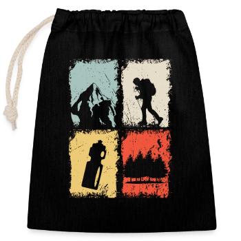 Hiking Retro - Closable cotton gift bag (25x30cm) - black - Front