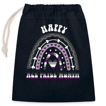 Happy Ace Pride Mois De l’arc-en-ciel asexué - Sac cadeau en coton avec cordon (25 x 30 cm) - bleu marine - Devant