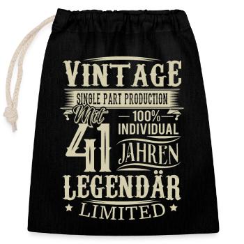 41. Geburtstag Vintage Legendär - Verschließbarer Geschenkbeutel aus Baumwolle (25x30cm) - Schwarz - Vorne