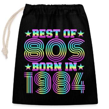 Best of the 80s Born in 1984 Vintage - Closable cotton gift bag (25x30cm) - black - Front