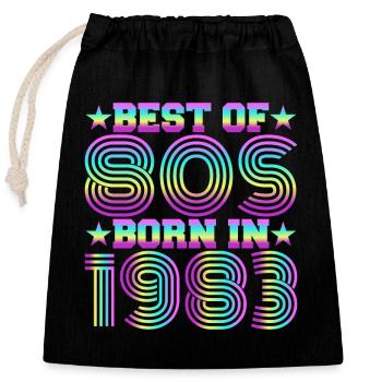 Best Of The 80s Born In 1983 Vintage Birthday - Closable cotton gift bag (25x30cm) - black - Front