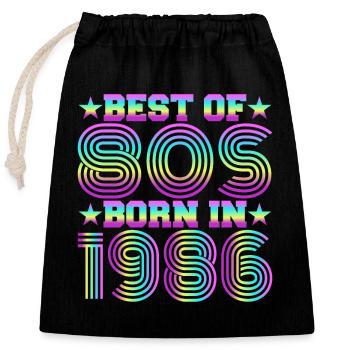 Best of the 80s Born in 1986 Vintage - Closable cotton gift bag (25x30cm) - black - Front