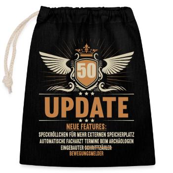 Update neue features 50 Jahre alt 50. Geburtstag - Verschließbarer Geschenkbeutel aus Baumwolle (25x30cm) - Schwarz - Vorne