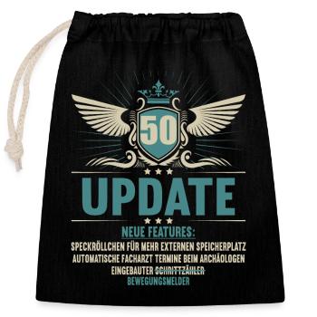 Update neue features 50 Jahre alt 50. Geburtstag - Verschließbarer Geschenkbeutel aus Baumwolle (25x30cm) - Schwarz - Vorne