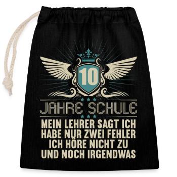 Realschule bestanden Realschulabschluss 2022 - Verschließbarer Geschenkbeutel aus Baumwolle (25x30cm) - Schwarz - Vorne