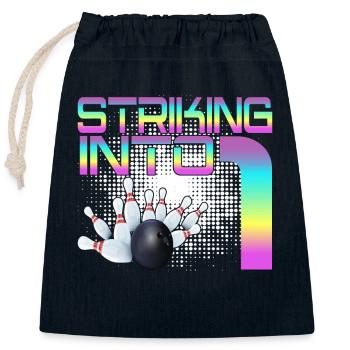 Hitting In 4 Bowling Bowlers 4th Birthday Party - Closable cotton gift bag (25x30cm) - navy - Front