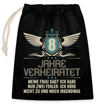8 ans marié seulement 2 erreurs 8.Anniversaire de mariage - Sac cadeau en coton avec cordon (25 x 30 cm) - noir - Devant