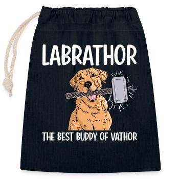 Labrathor Labrador Retriever Golden Retriever - Closable cotton gift bag (25x30cm) - navy - Front