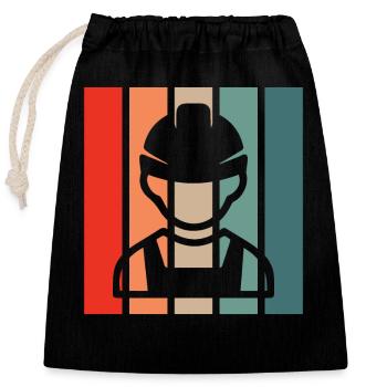 Bauarbeiter Retro - Verschließbarer Geschenkbeutel aus Baumwolle (25x30cm) - Schwarz - Vorne