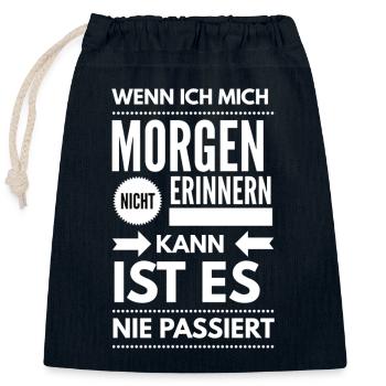 Junggesellenabschied Alkohol Saufspruch - Verschließbarer Geschenkbeutel aus Baumwolle (25x30cm) - Navy - Vorne