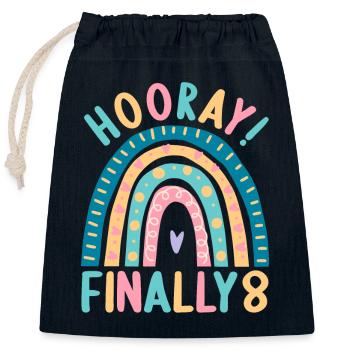 8 years Rainbow Rainbow 8th birthday - Closable cotton gift bag (25x30cm) - navy - Front