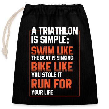 Triathlon Laufen Schwimmen Radfahren Athelete - Verschließbarer Geschenkbeutel aus Baumwolle (25x30cm) - Schwarz - Vorne