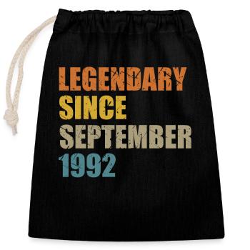 Né en septembre 1992 30 ans 30s 30e anniversaire - Sac cadeau en coton avec cordon (25 x 30 cm) - noir - Devant