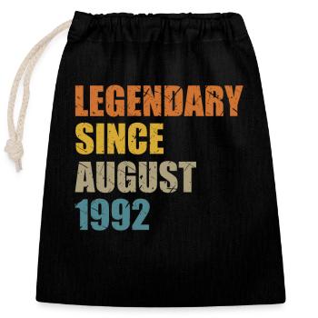 Né en août 1992 30 ans 30s 30e anniversaire - Sac cadeau en coton avec cordon (25 x 30 cm) - noir - Devant