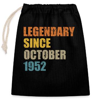 Born October 1952 70 years 70s 70th birthday - Closable cotton gift bag (25x30cm) - black - Front