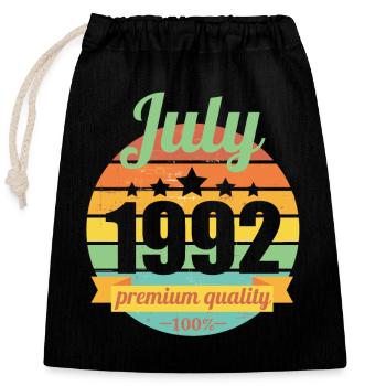 Né en juillet 1992 30 ans 30s 30e anniversaire - Sac cadeau en coton avec cordon (25 x 30 cm) - noir - Devant