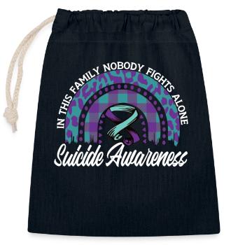 Prévention du suicide Nous portons du violet turquoise - Sac cadeau en coton avec cordon (25 x 30 cm) - bleu marine - Devant