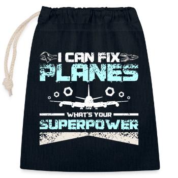 Je peux réparer les avions quel est votre superpouvoir - Sac cadeau en coton avec cordon (25 x 30 cm) - bleu marine - Devant