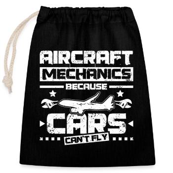 Mécanicien d’avion parce que les voitures ne peuvent pas voler - Sac cadeau en coton avec cordon (25 x 30 cm) - noir - Devant