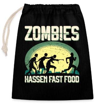Zombie Hate Fast Food Runner Marathon Vêtements - Sac cadeau en coton avec cordon (25 x 30 cm) - noir - Devant