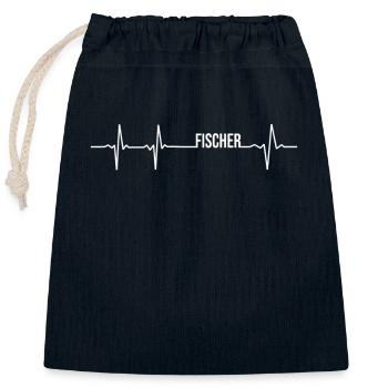 Fischer Herzschlag Familie Nachname Geschenk - Verschließbarer Geschenkbeutel aus Baumwolle (25x30cm) - Navy - Vorne