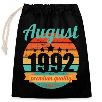 Né en août 1992 30 ans 30s 30e anniversaire - Sac cadeau en coton avec cordon (25 x 30 cm) - noir - Devant