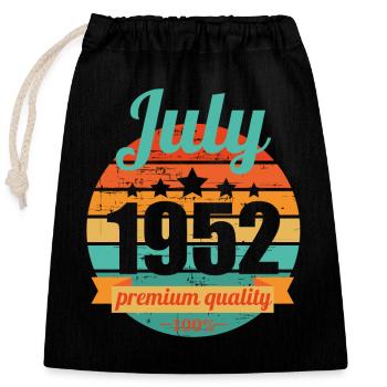 Born July 1952 70 years 70s 70th birthday - Closable cotton gift bag (25x30cm) - black - Front