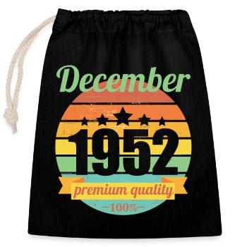 Born December 1952 70 years 70s 70th birthday - Closable cotton gift bag (25x30cm) - black - Front