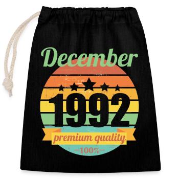 Né en décembre 1992 30 ans 30s 30e anniversaire - Sac cadeau en coton avec cordon (25 x 30 cm) - noir - Devant