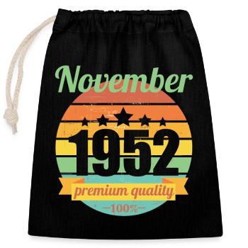 Born November 1952 70 years 70s 70th birthday - Closable cotton gift bag (25x30cm) - black - Front